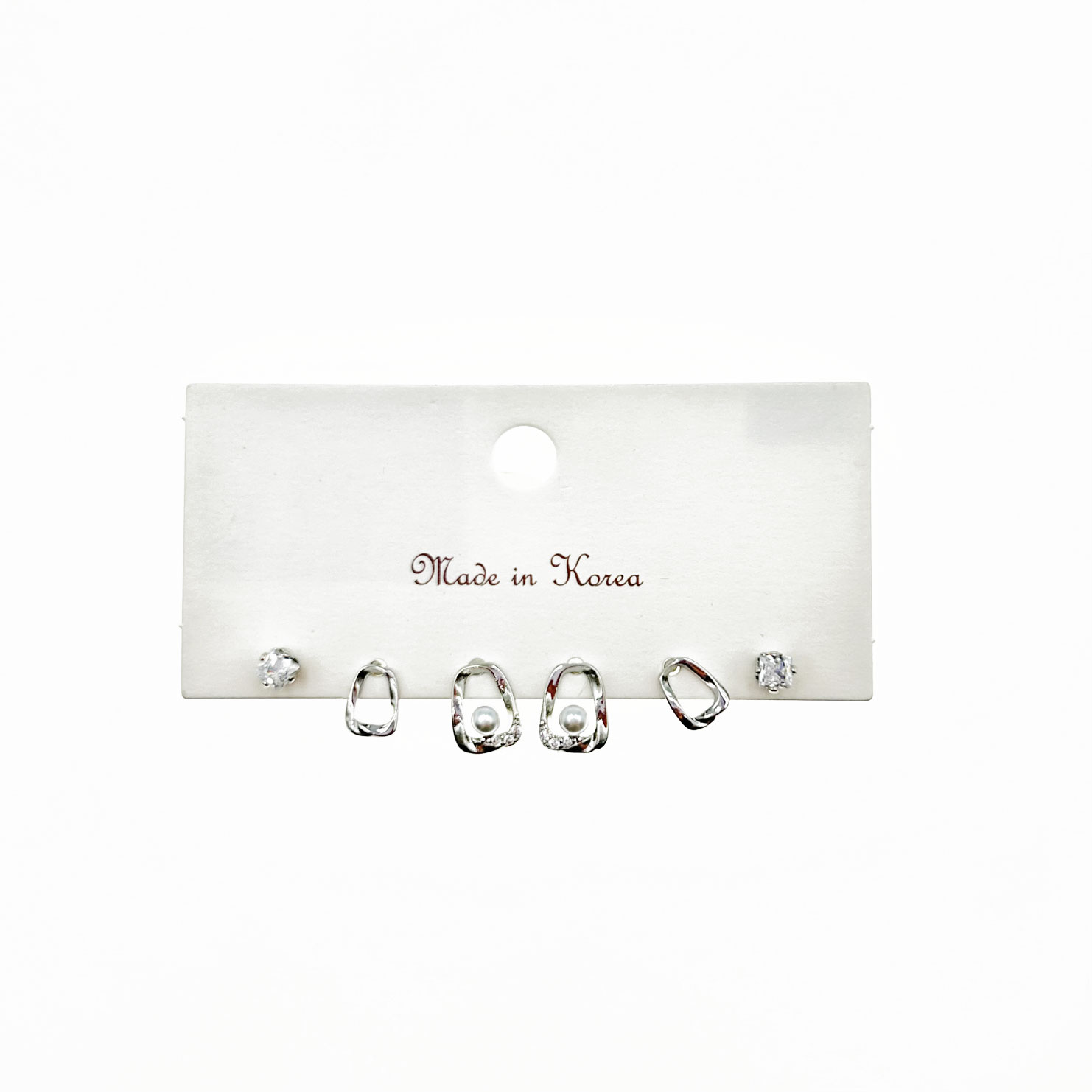 韓國 925純銀 水鑽 珍珠 造型 六入​ 耳針耳環