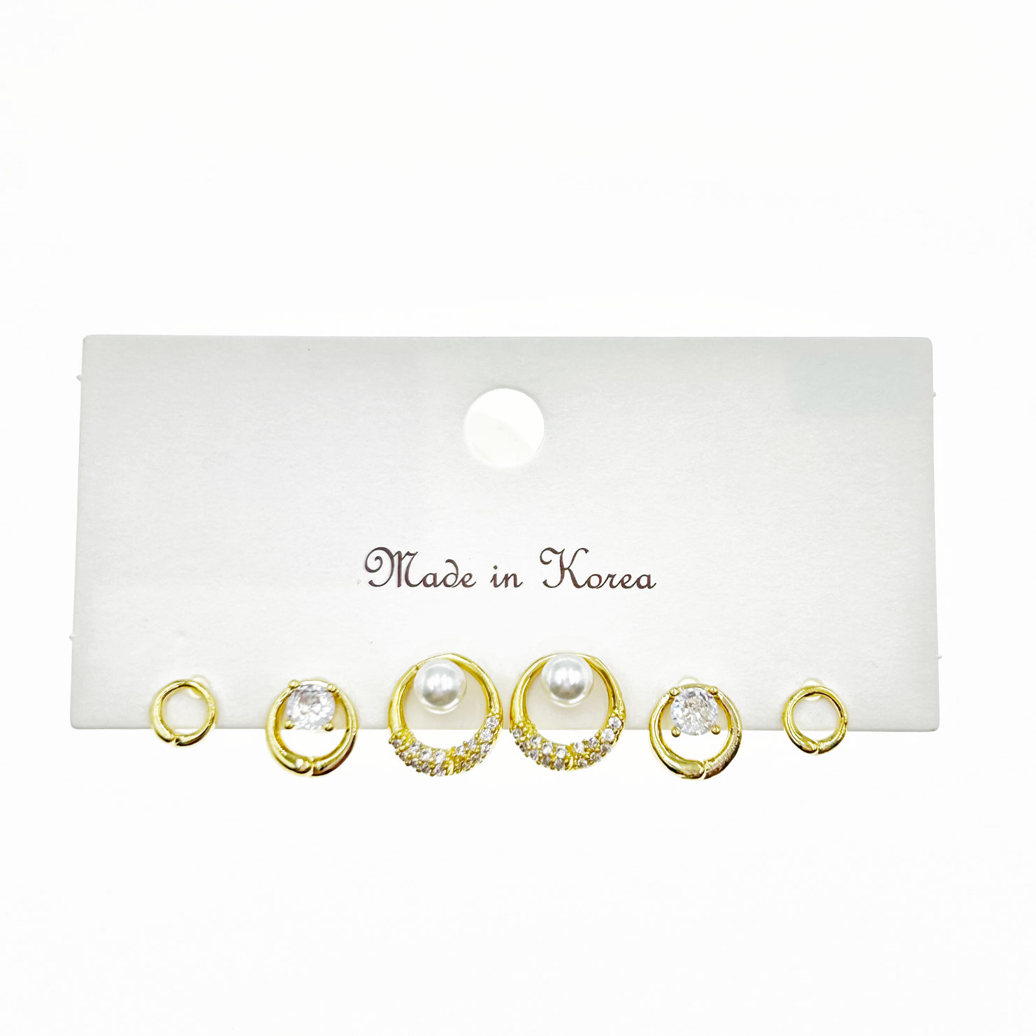 韓國 925純銀 珍珠 水鑽 造型 六入​ 耳針耳環