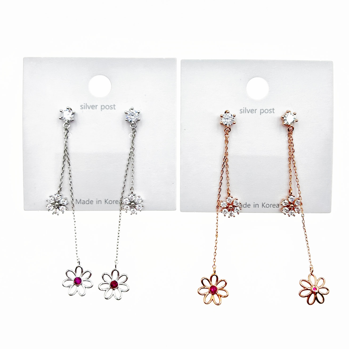 韓國 925純銀 水鑽 花朵 雪花 造型 兩色 耳針耳環