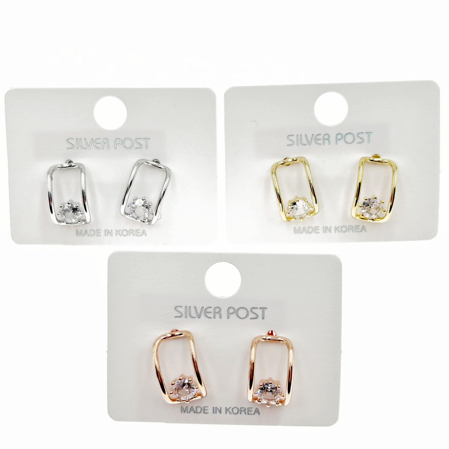 韓國 925純銀 水鑽 造型 三色 耳針耳環
