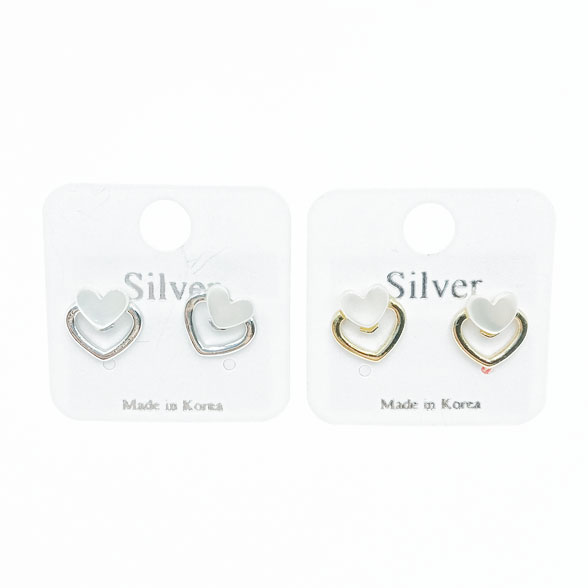 韓國 925純銀 愛心 造型 兩色 耳針耳環