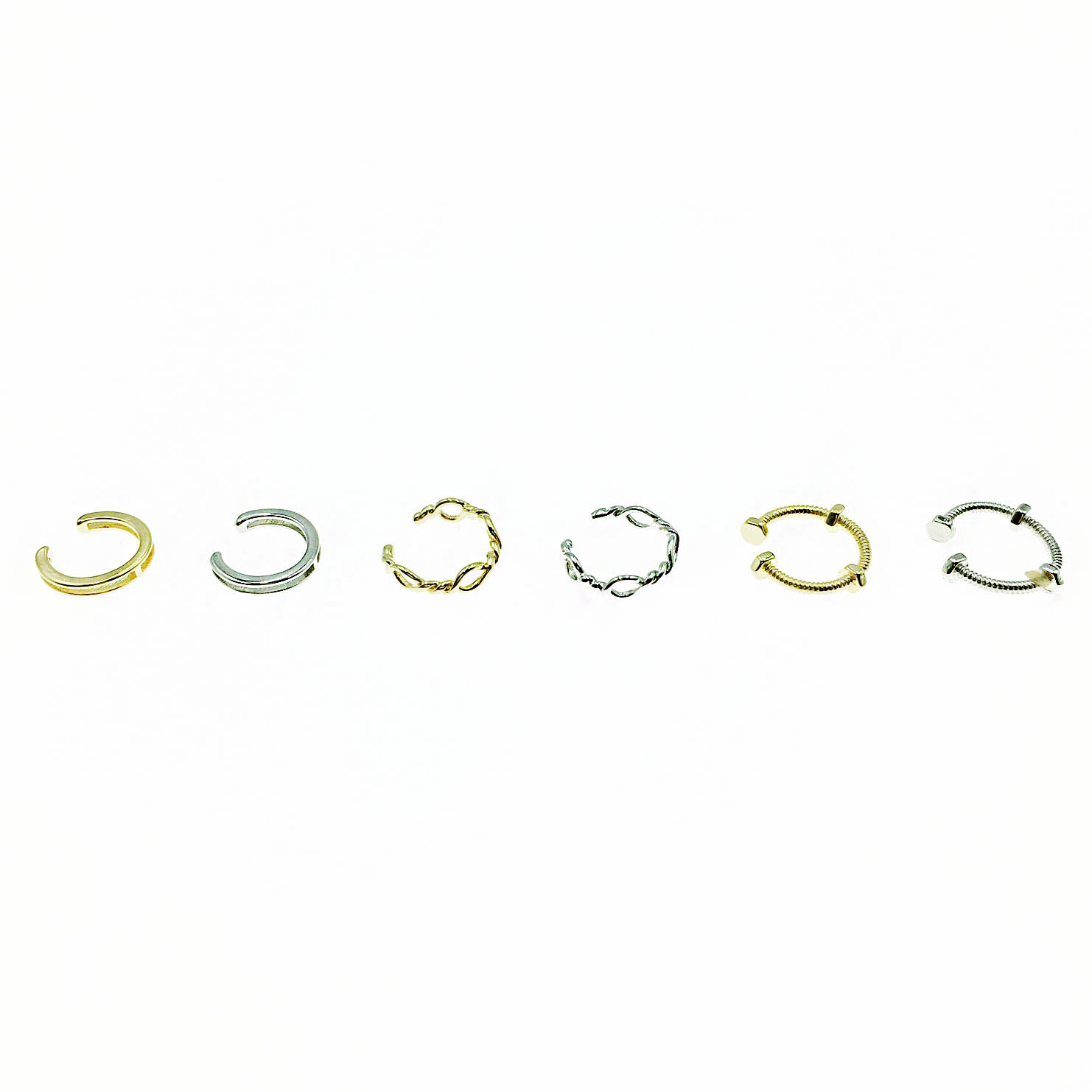 韓國 金屬 造型 線條 扭結 釘子 三款 兩色 耳骨夾