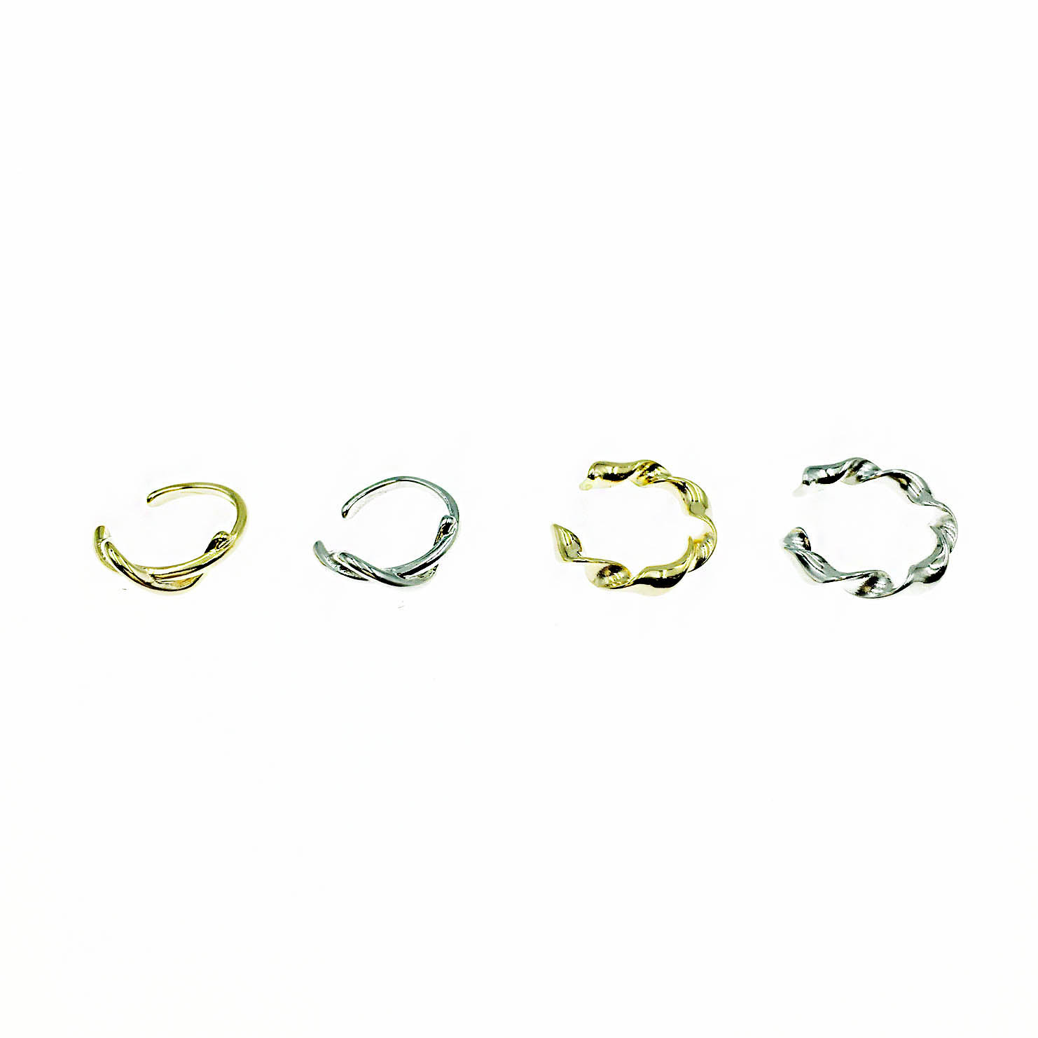 韓國 金屬 造型 線條 麻花卷 兩款 兩色 耳骨夾