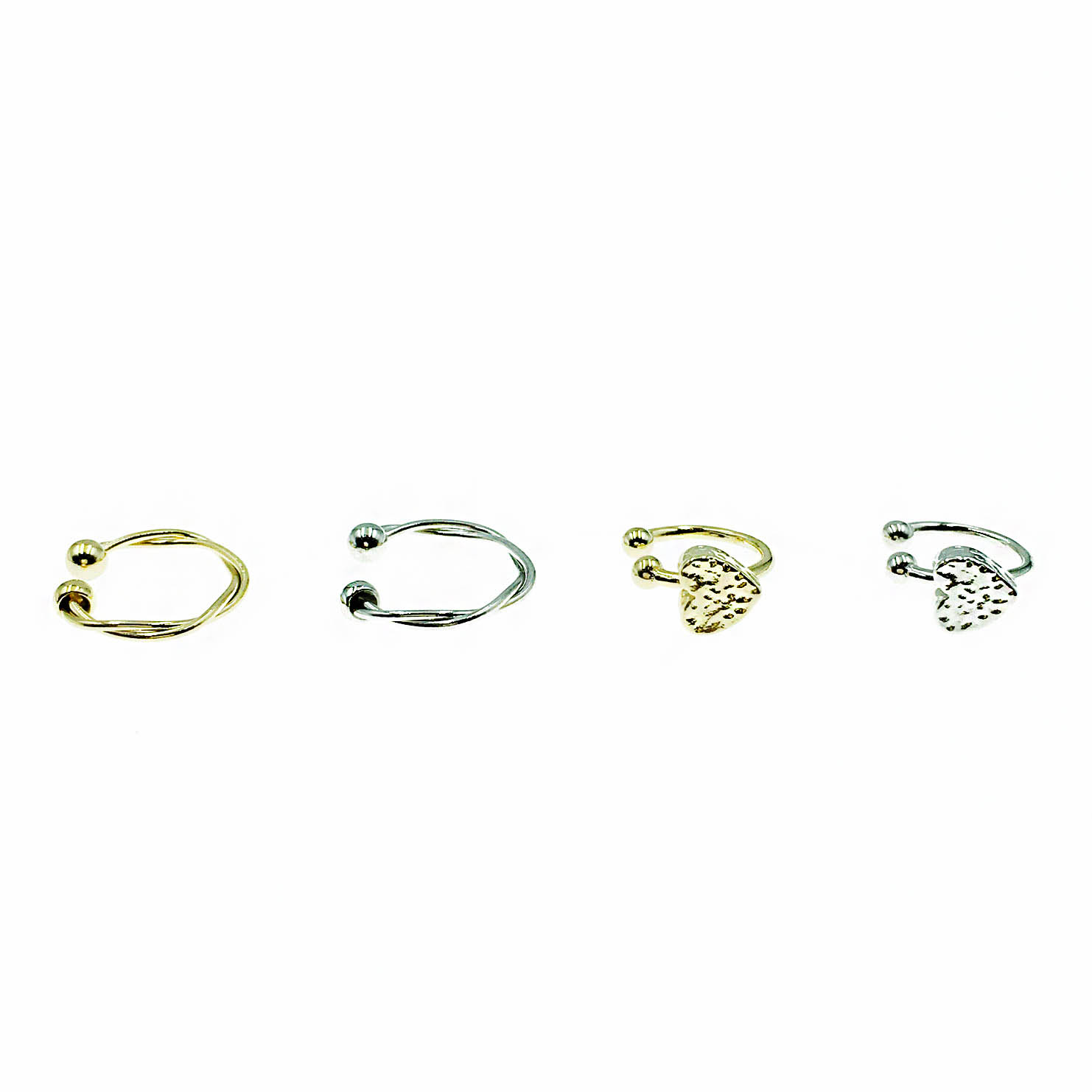 韓國 金屬 造型 纏繞 愛心 兩款 兩色 耳骨夾