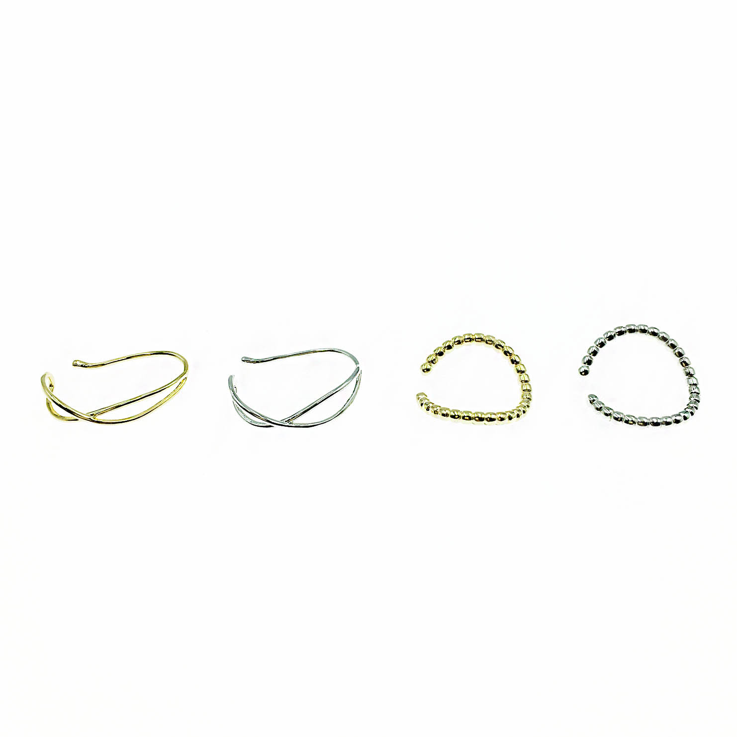 韓國 金屬 造型 線條 金球曲線 兩款 兩色 耳骨夾