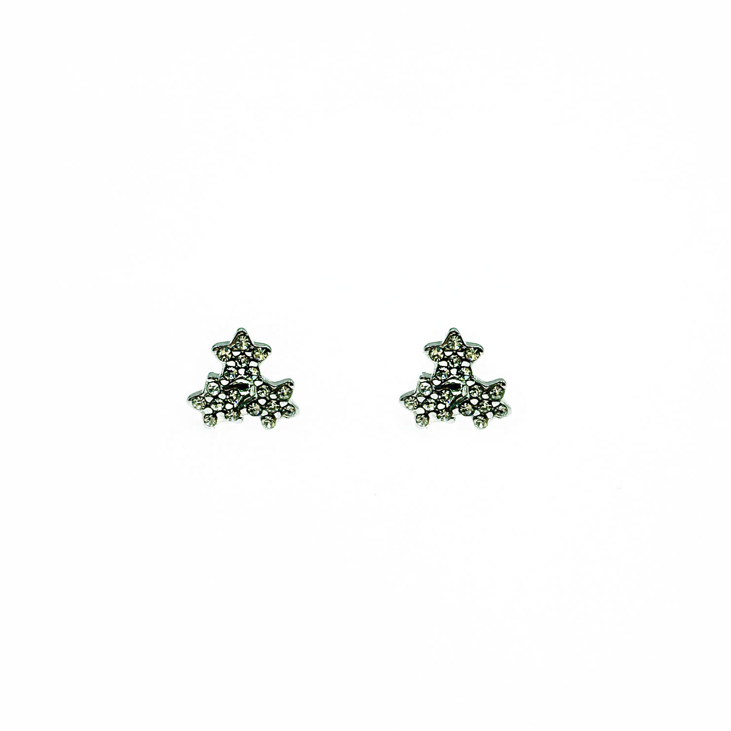 韓國 不銹鋼 水鑽 星星 精緻 耳針式耳環