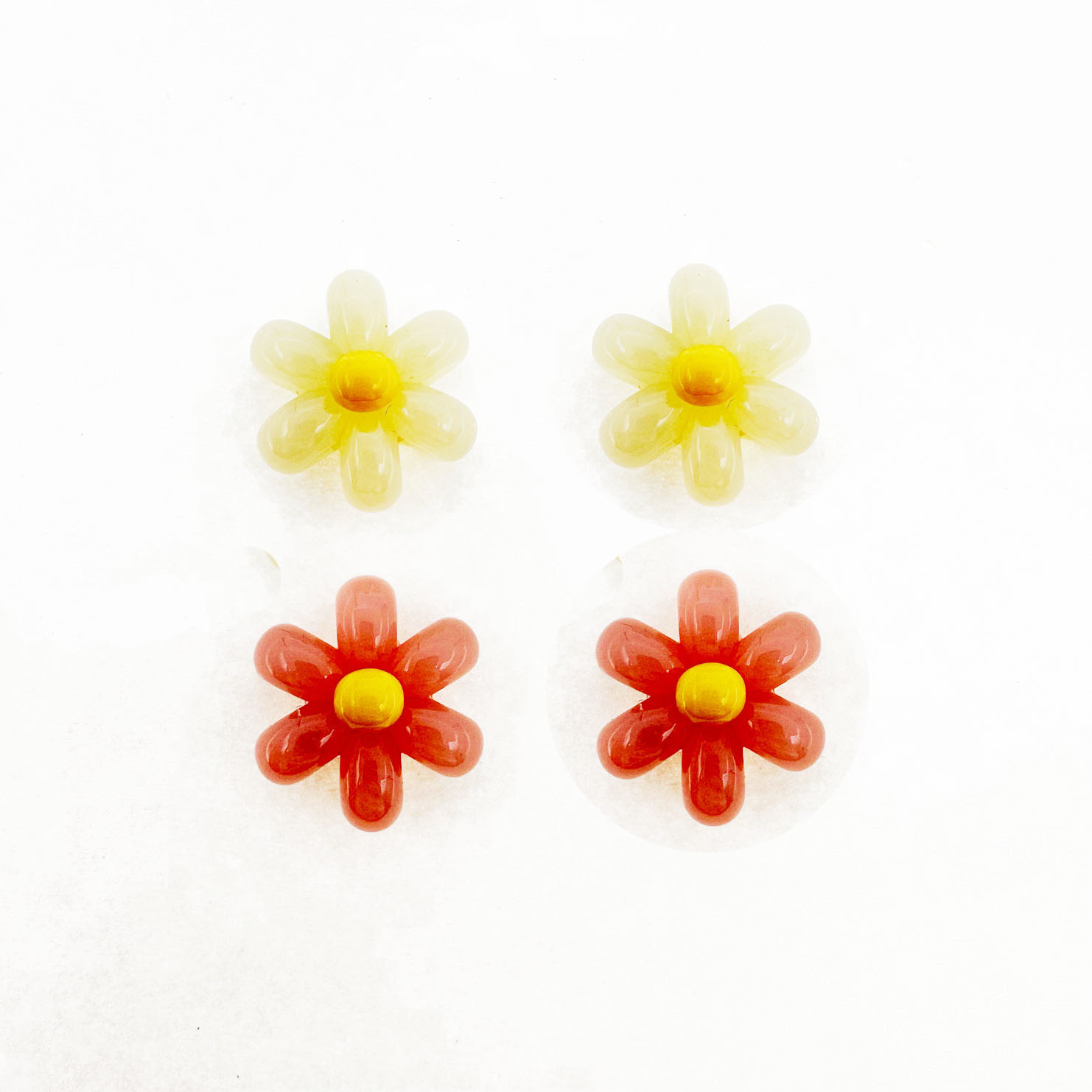 韓國 果凍感 花朵 氣球 繽紛 雙色 耳針式耳環