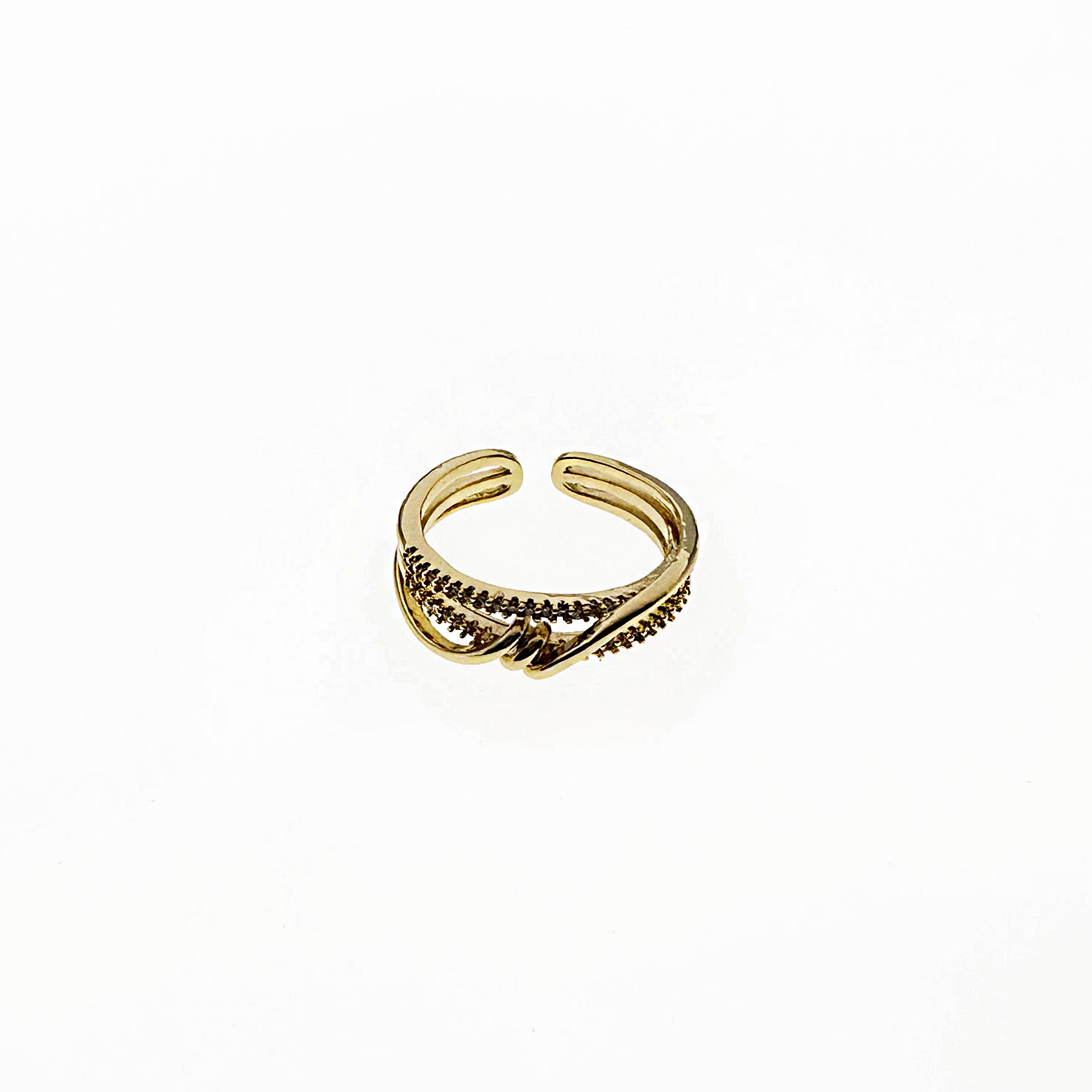 韓國 水鑽 金屬 扭結 精緻 可調式 戒指