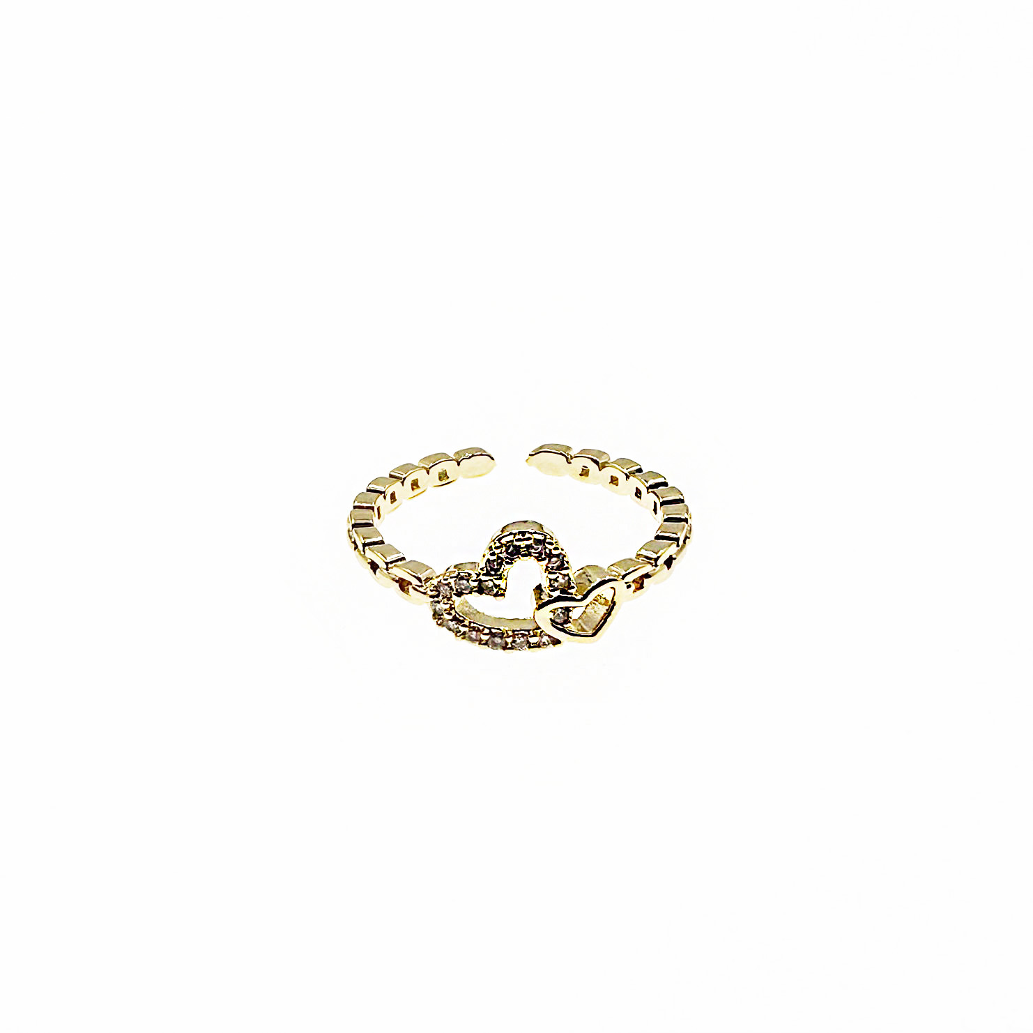 韓國 水鑽 金屬 愛心 簍空 精緻 可調式 戒指