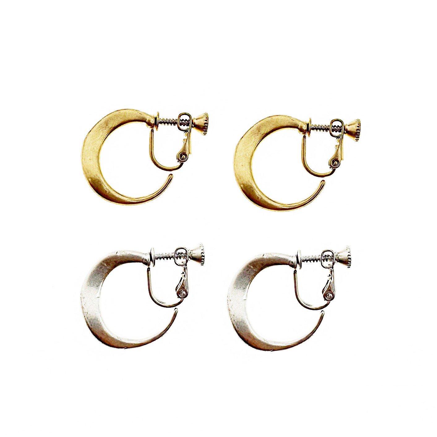 韓國 金屬 霧面 波紋 線條 雙色 夾式耳環