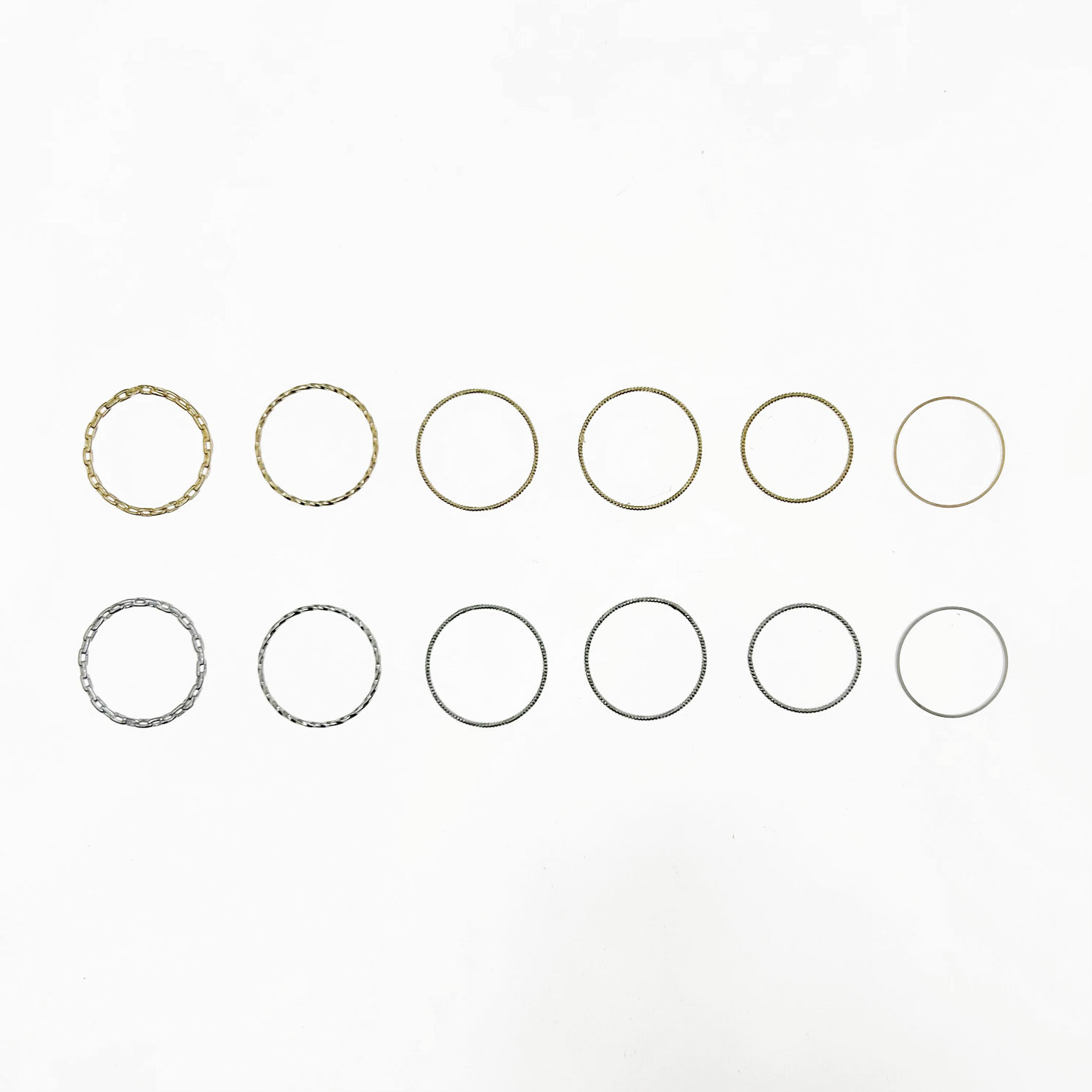 韓國 金屬 造型一組六入 雙色 搭配 戒指
