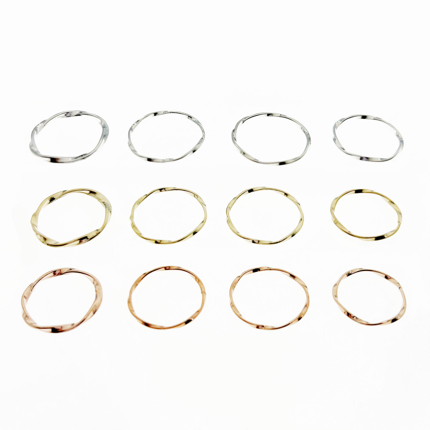 韓國 金屬 莫比烏斯 一組四入 三色 精緻 造型 戒指