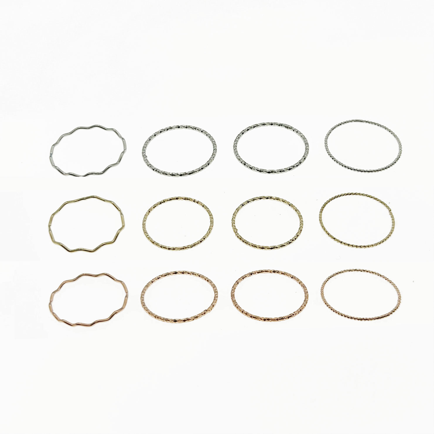 韓國 金屬 線條 一組四入 三色 精緻 造型 戒指