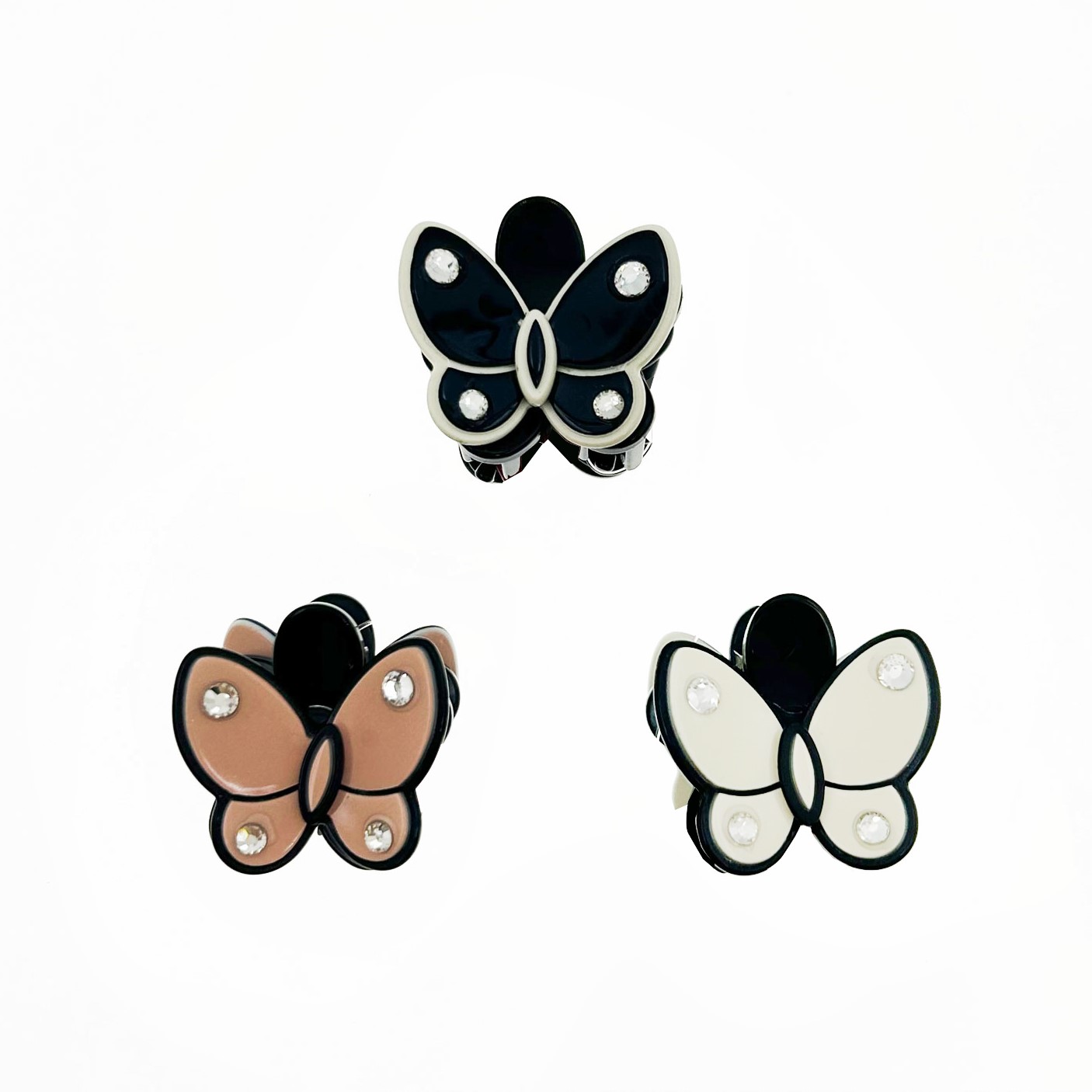 韓國 水鑽 蝴蝶 造型 三色 抓夾 髮夾 髮飾