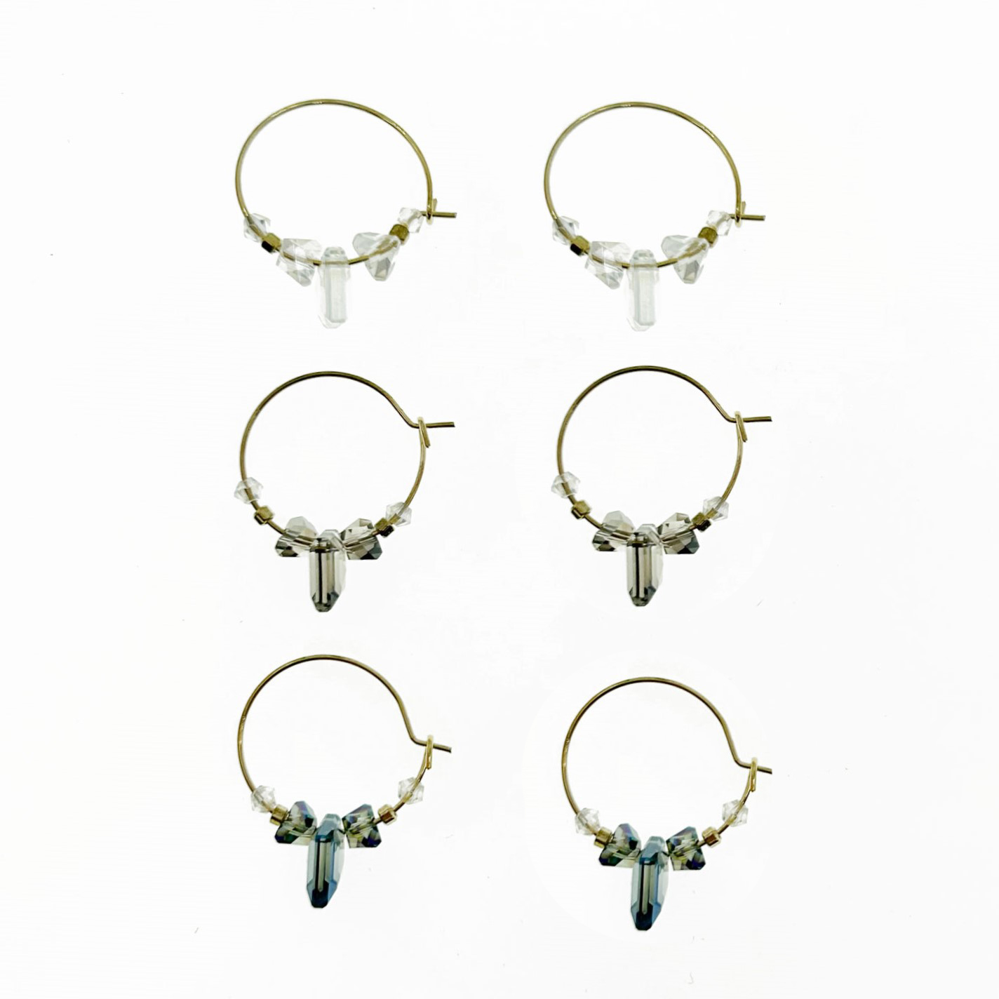 韓國 水晶 造型 三色 耳針式耳環