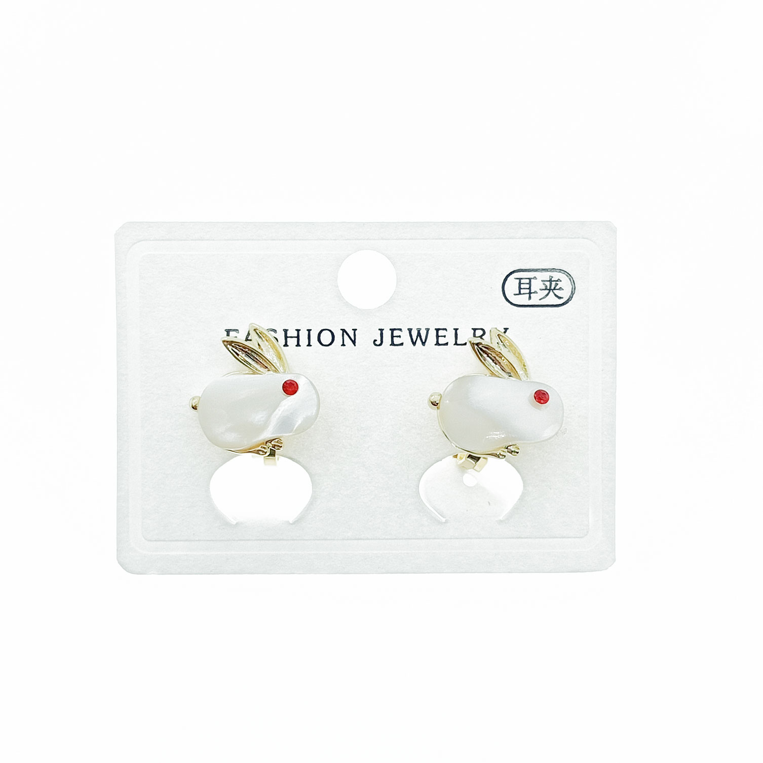 韓國 金屬 兔子 夾式耳環