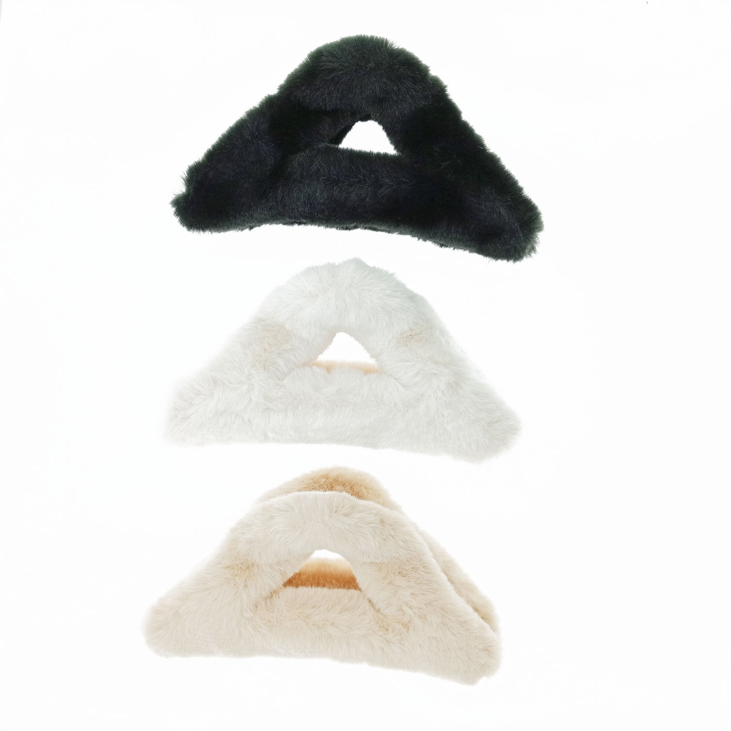 韓國 毛茸茸 三角形 三色 鯊魚夾 髮夾 髮飾