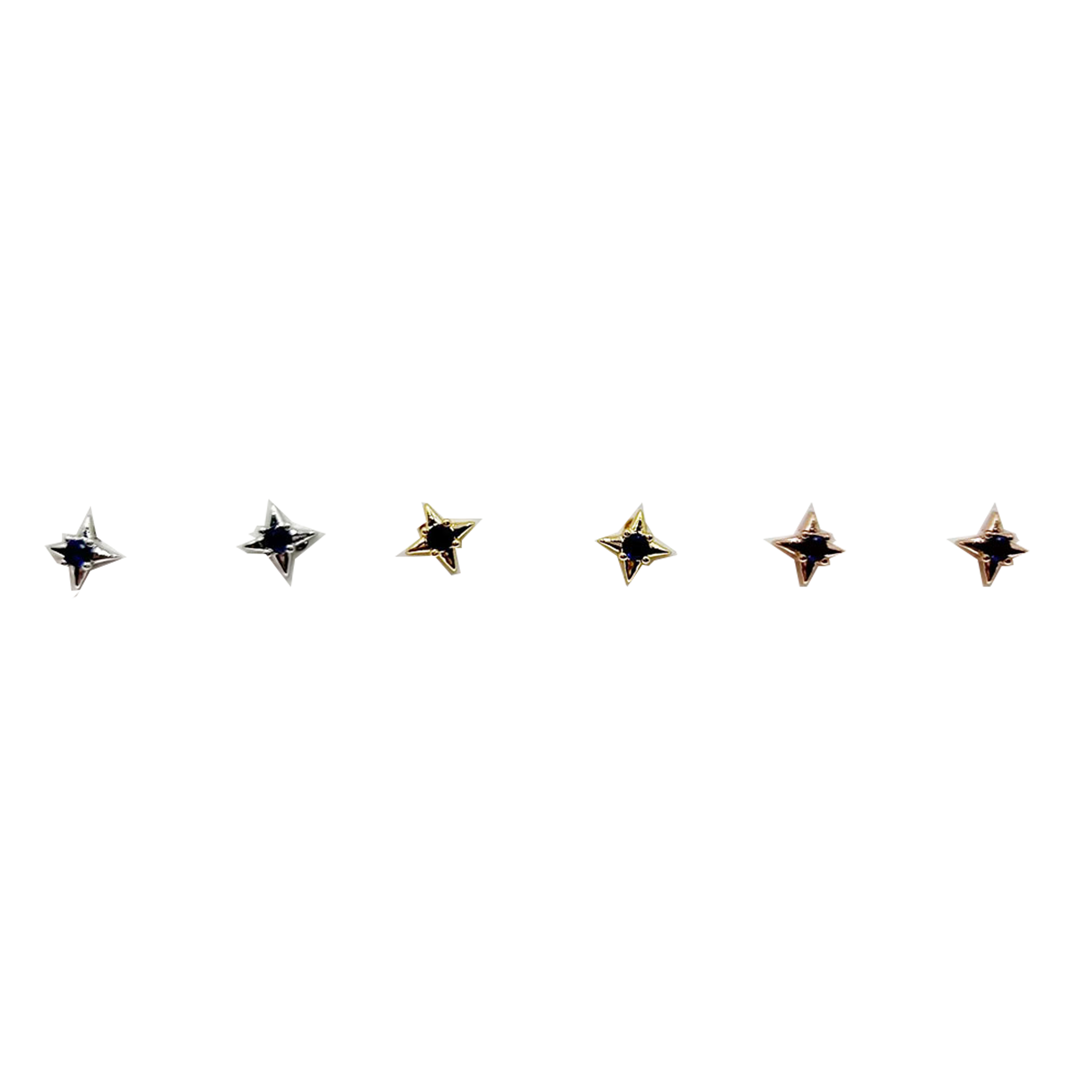 韓國 925純銀 明星款 水鑽 星芒 三色 造型 耳針式耳環
