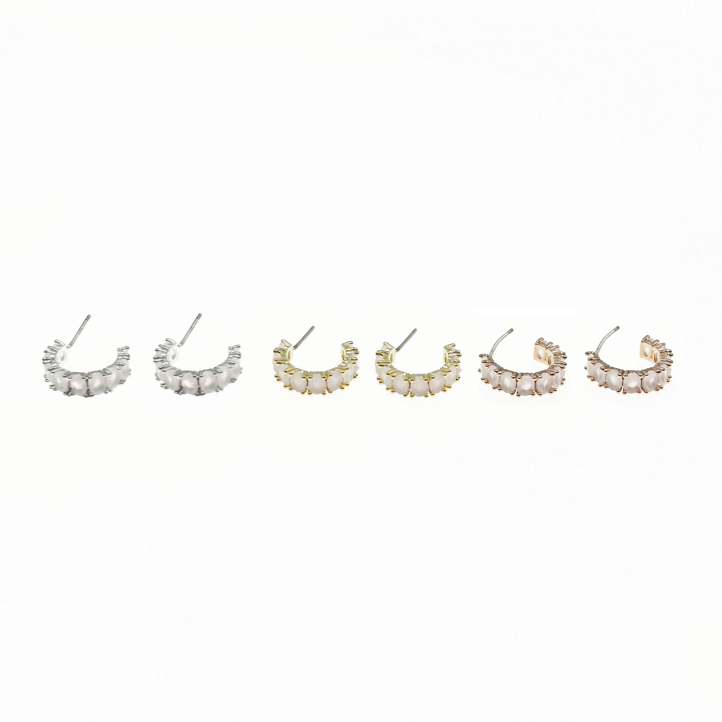 韓國 925純銀 水鑽 造型 三色 耳針式耳環