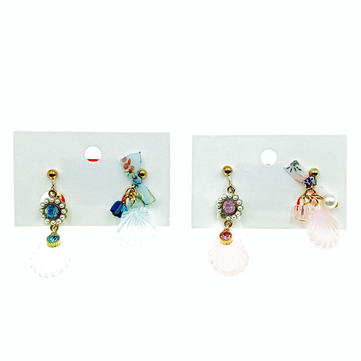 韓國 童話 兩色 貝殼 寶石 造型 設計 耳夾