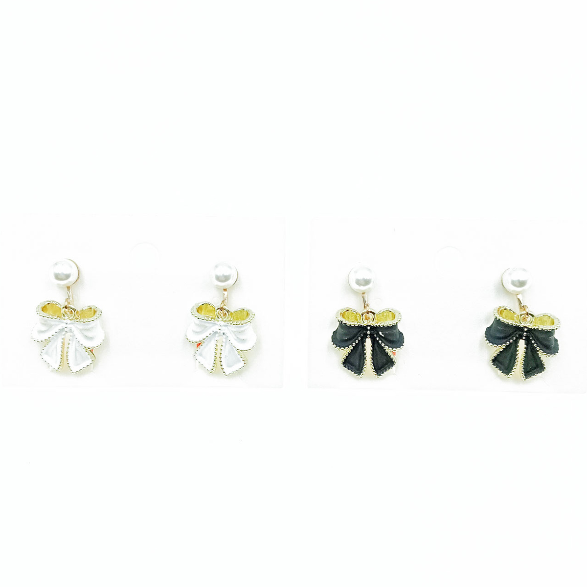 韓國 珍珠 兩色 蝴蝶結 造型 設計 耳夾