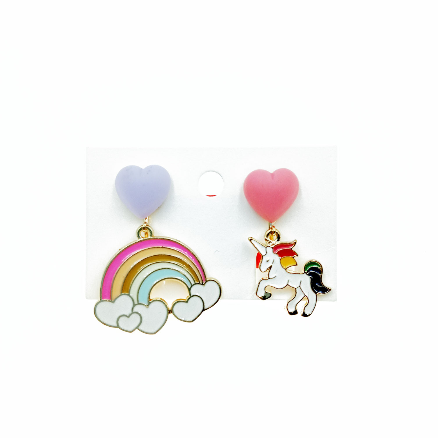 韓國 愛心 彩虹 獨角獸 造型 設計 耳夾