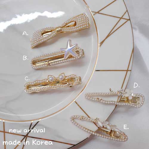 韓國 珍珠 金屬 造型 設計 壓夾