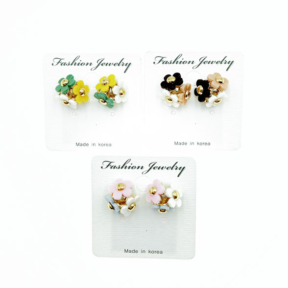 韓國 繡球花 造型 設計 三色 耳針耳環
