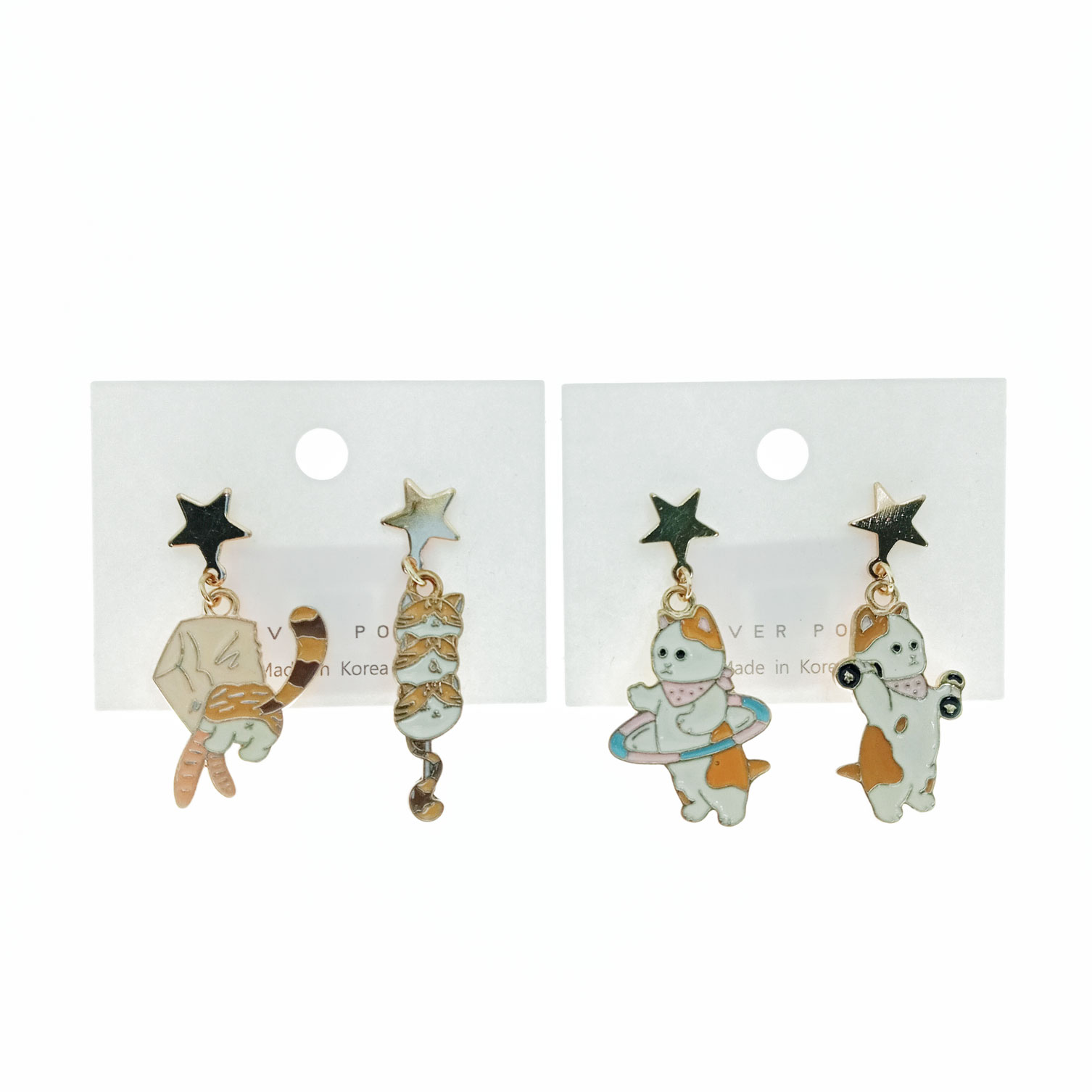 流行 可愛 貓咪 星星 造型 垂墜 耳環