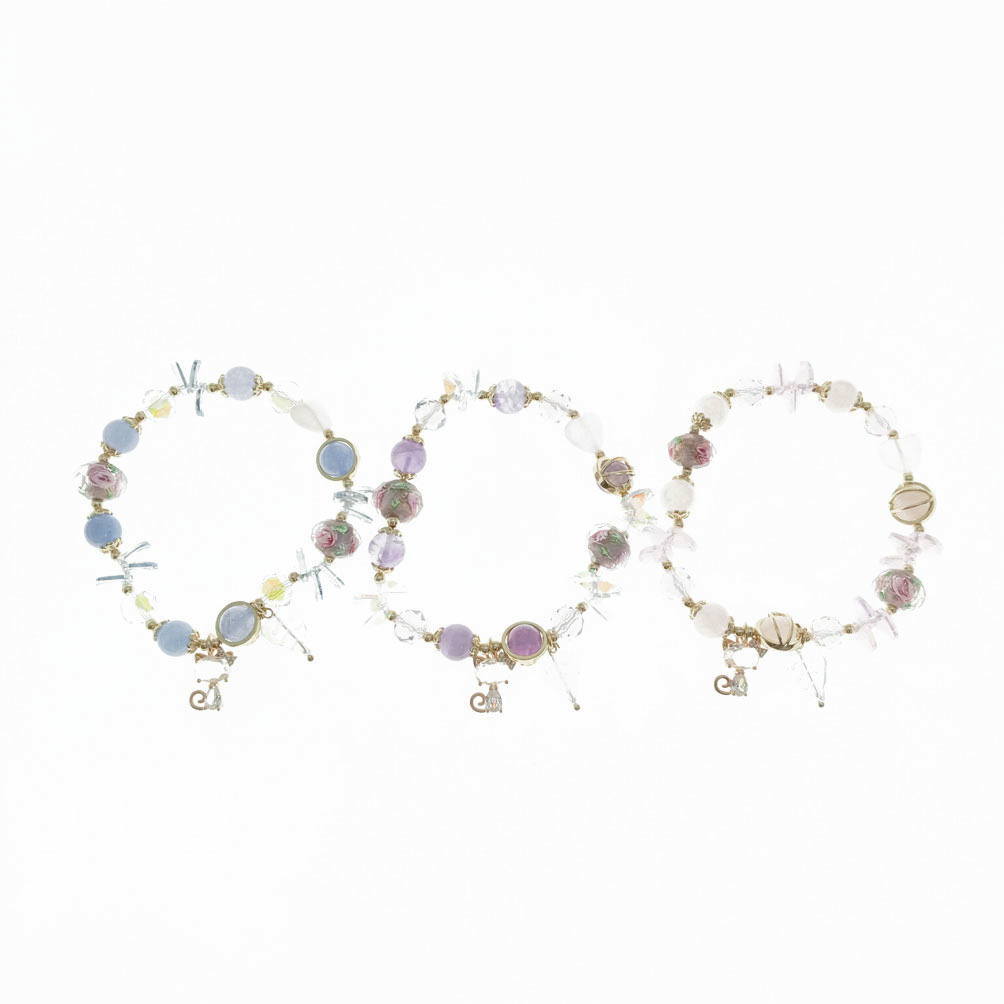 韓國 琉璃珠 玫瑰 小貓 造型 三色 手鍊