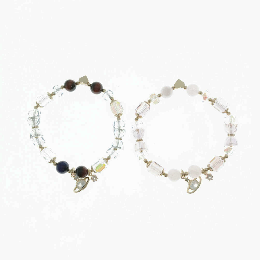 韓國 琉璃珠 鑲鑽 水晶 星球 造型 兩色 手鍊