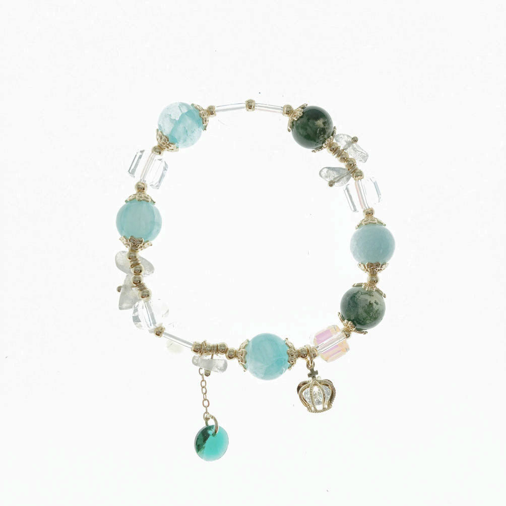 韓國 琉璃珠 鑲鑽 水晶 綠珍珠 造型 手鍊