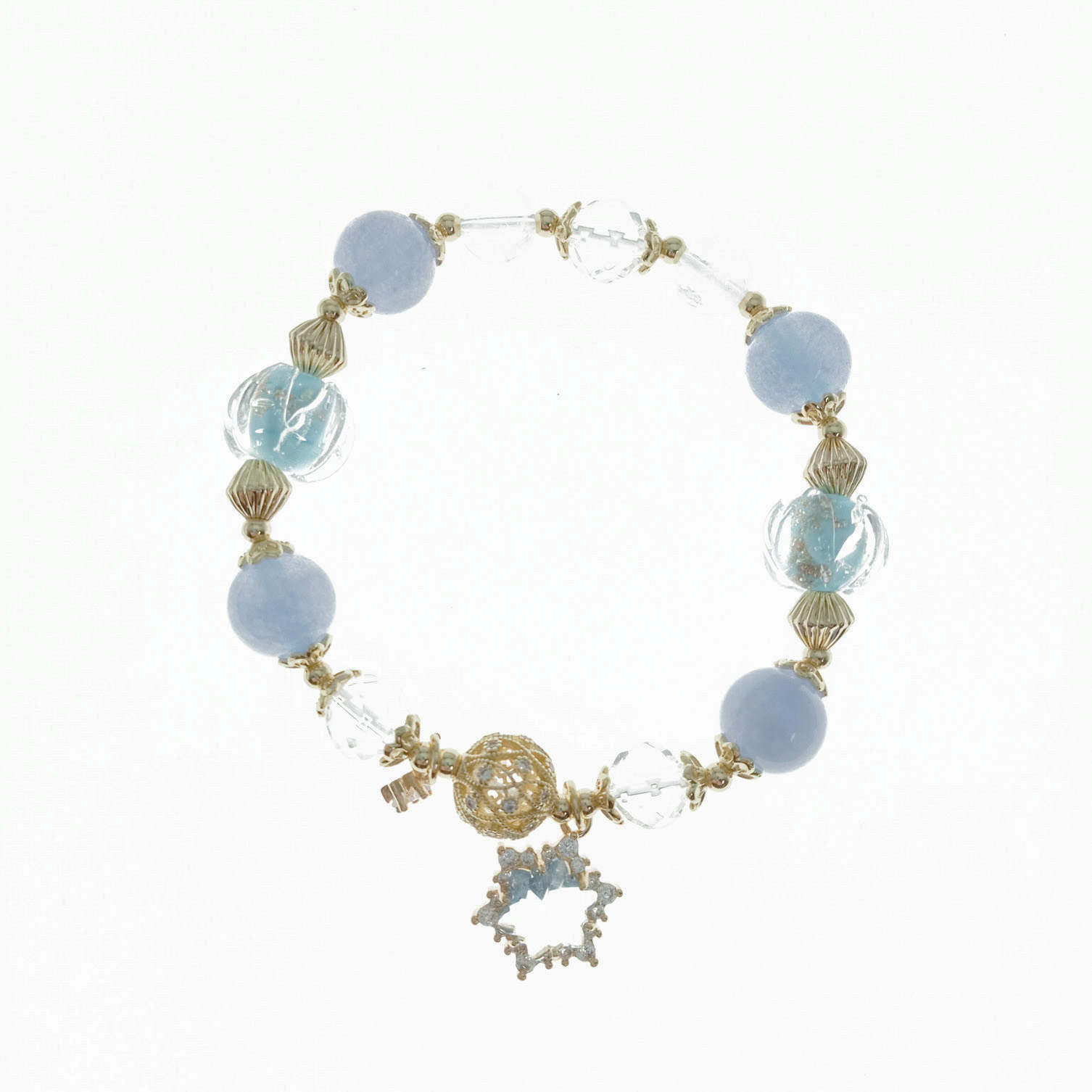 韓國 琉璃珠 鑲鑽 水晶 雪花 造型 手鍊