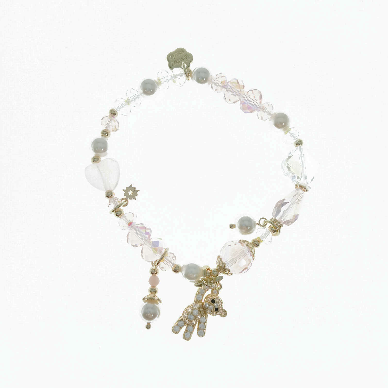 韓國 琉璃珠 鑲鑽 小熊 珍珠 造型 手鍊