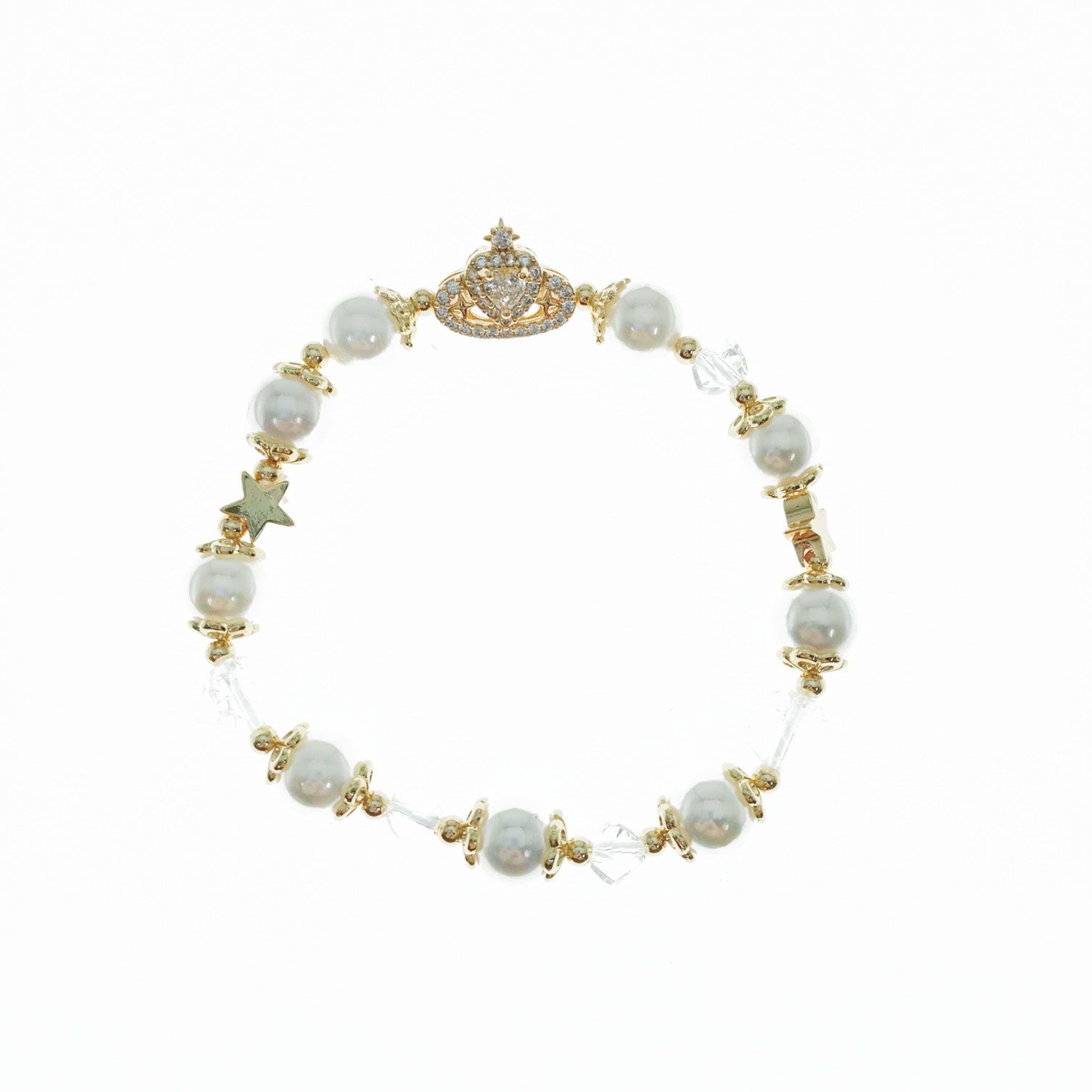 韓國 琉璃珠 鑲鑽 珍珠 愛心 造型 手鍊