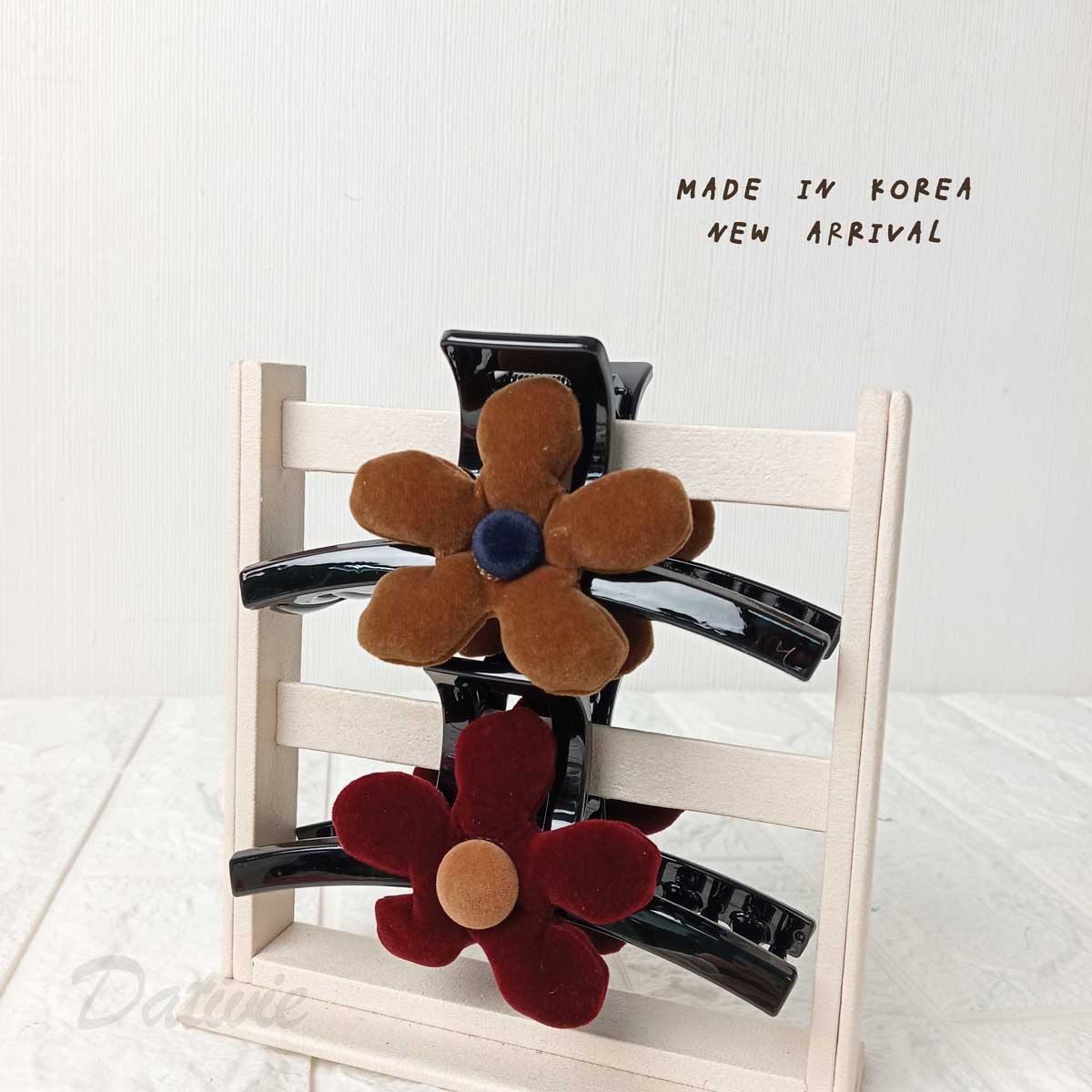 韓國 絨布 大花 造型 兩色 鯊魚夾