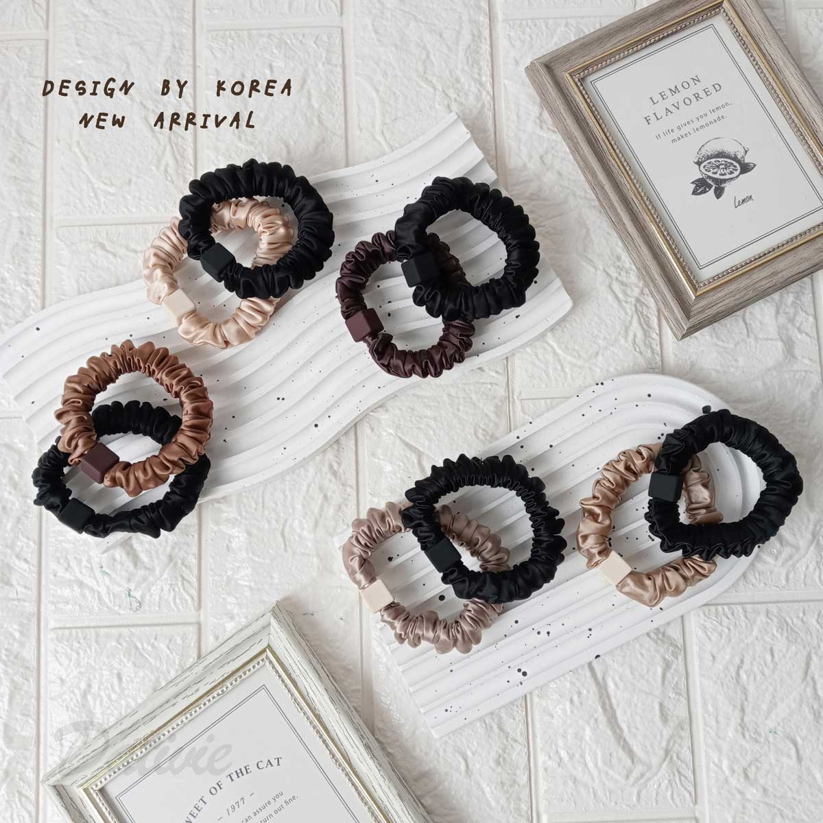 韓版 緞面 髮圈 混色 兩入