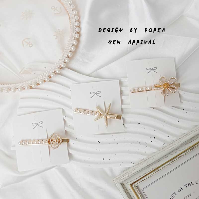 珍珠 金邊 造型 質感 壓夾