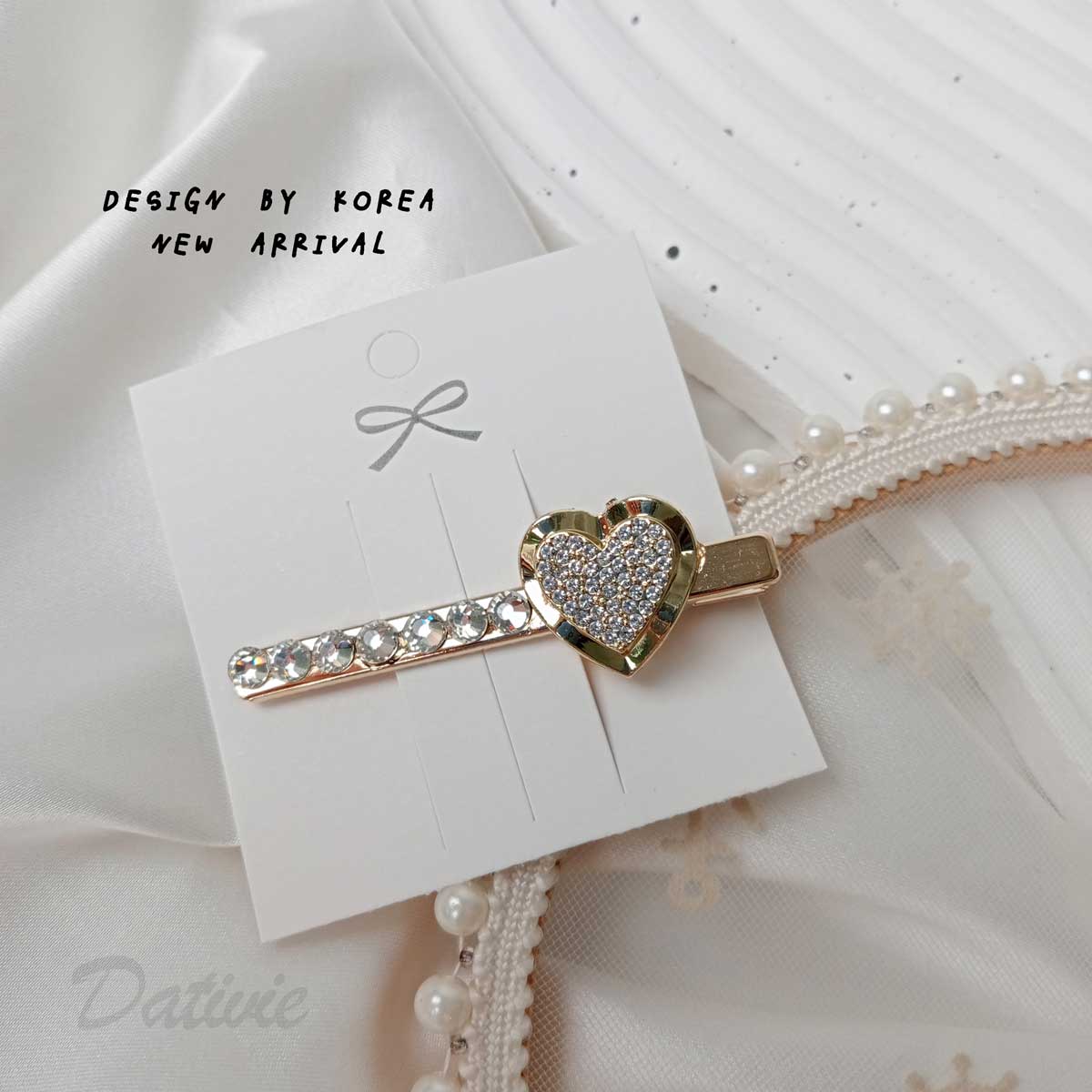 鑲鑽 愛心 質感 造型 金邊 壓夾