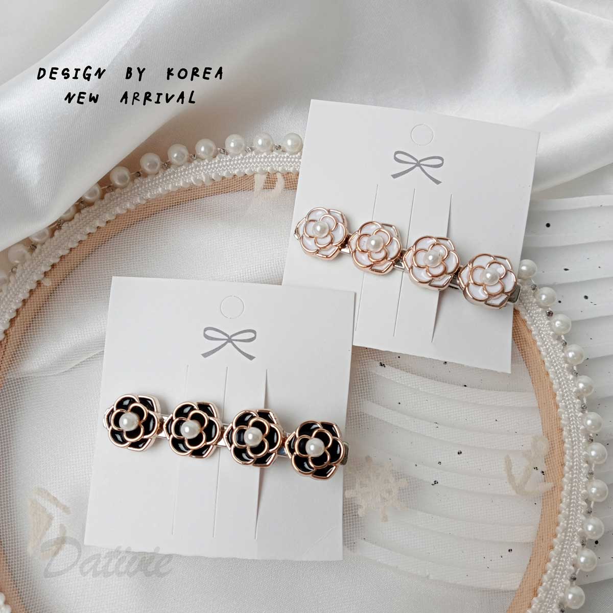 山茶花 珍珠 造型 質感 兩色 壓夾