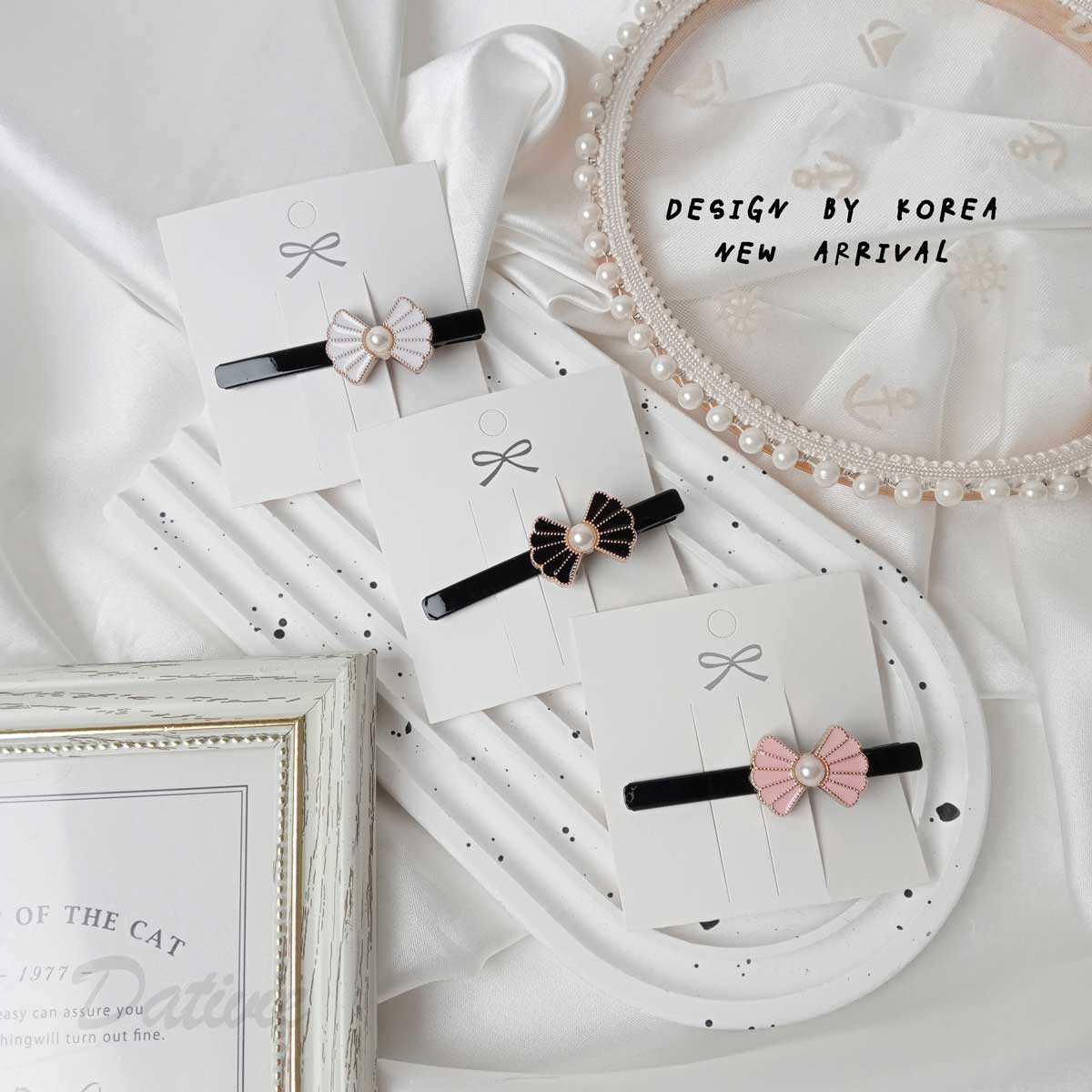 蝴蝶結 珍珠 造型 可愛 質感 壓夾