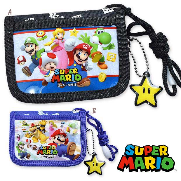 頸掛繩摺疊零錢包-瑪莉歐 Super Mario 日本進口正版授權