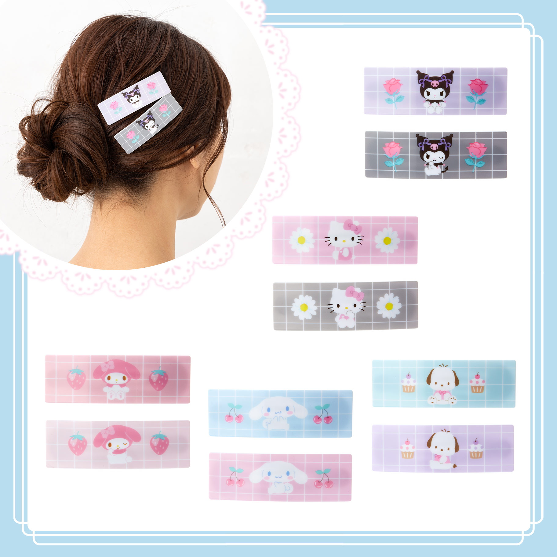 方形樹脂髮夾組 2入-三麗鷗 Sanrio 日本進口正版授權
