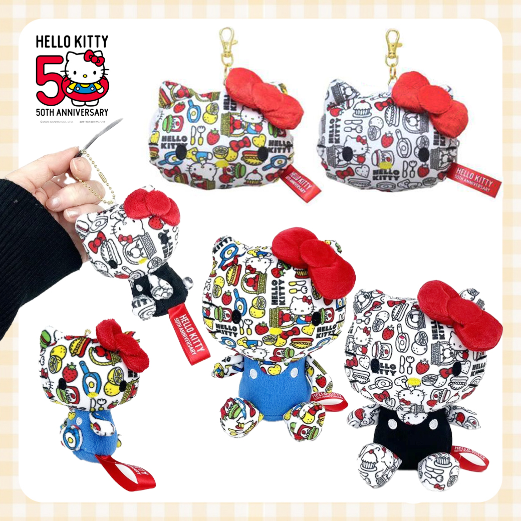 50周年限定 滿版系列 玩偶 吊飾 伸縮卡套-HELLO KITTY 三麗鷗 Sanrio 日本進口正版授權