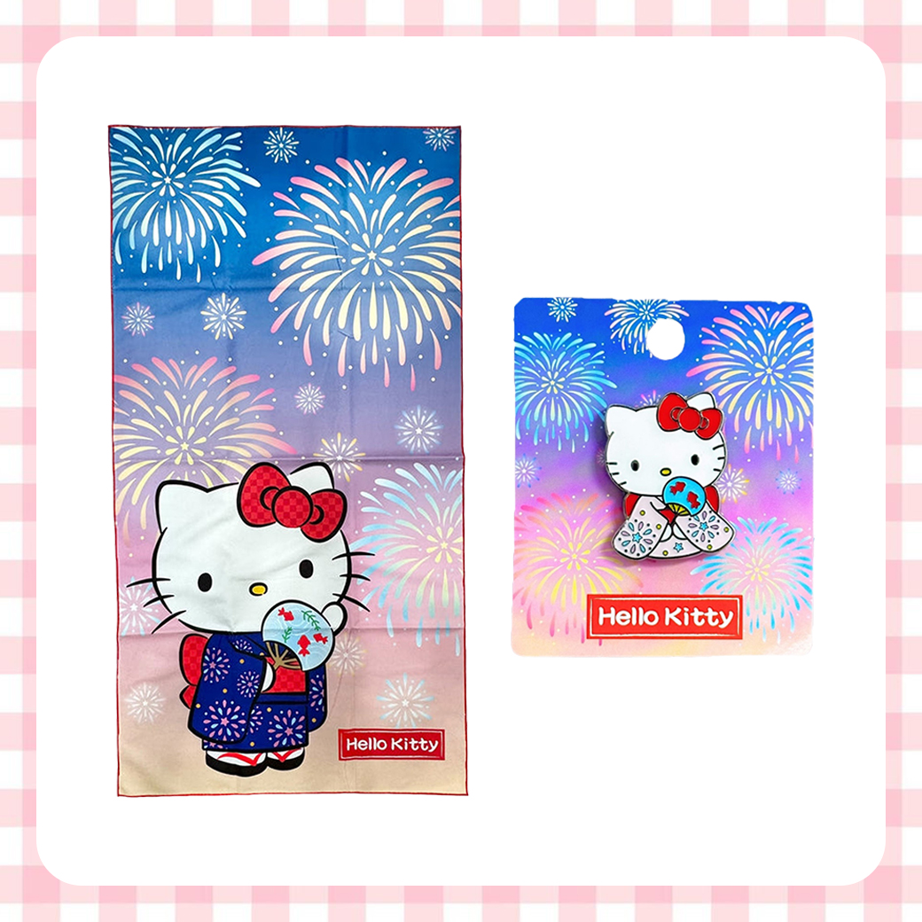 浴巾&別針-HELLO KITTY 三麗鷗 Sanrio 日本進口正版授權