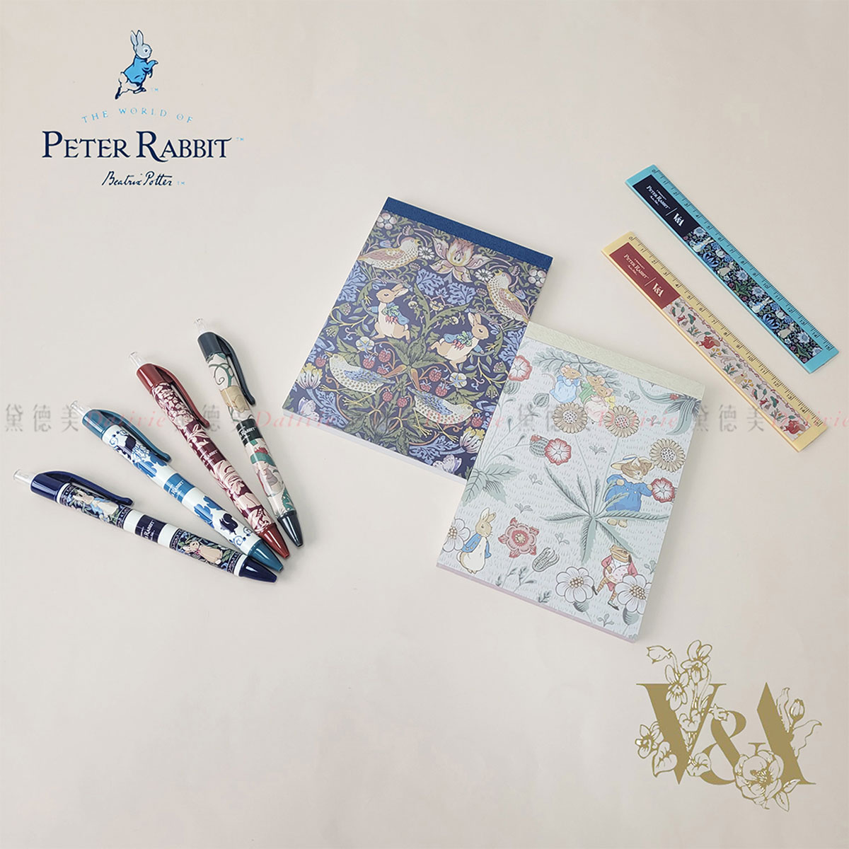 便條本&原子筆&尺-彼得兔 Peter Rabbit 維多利亞與亞伯特博物館 V&A 聯名正版授權