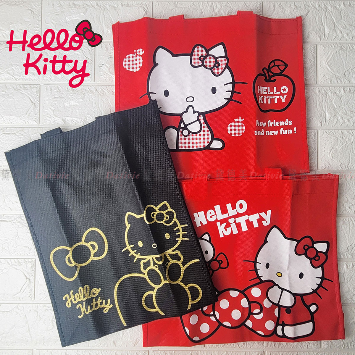 不織布摺疊購物袋-HELLO KITTY 三麗鷗 SANRIO 正版授權