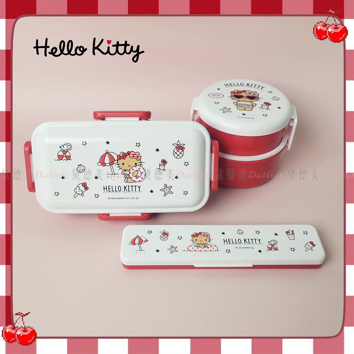 便當盒&餐具組-HELLO KITTY 三麗鷗 Sanrio 日本進口正版授權