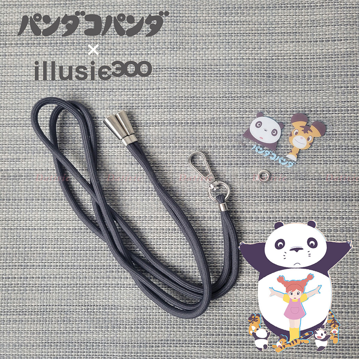 手機掛繩附墊片-熊貓家族 Panda Go Panda 日本進口正版授權