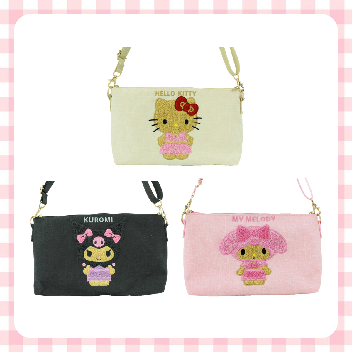 日燒 刺繡斜背包-三麗鷗 Sanrio 日本進口正版授權